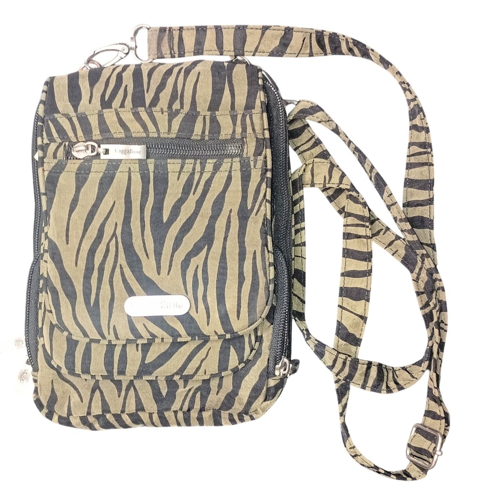 Baggallini Little Crossbody Bag Zebra‎ Print Travel Organizer Purse SKUW674